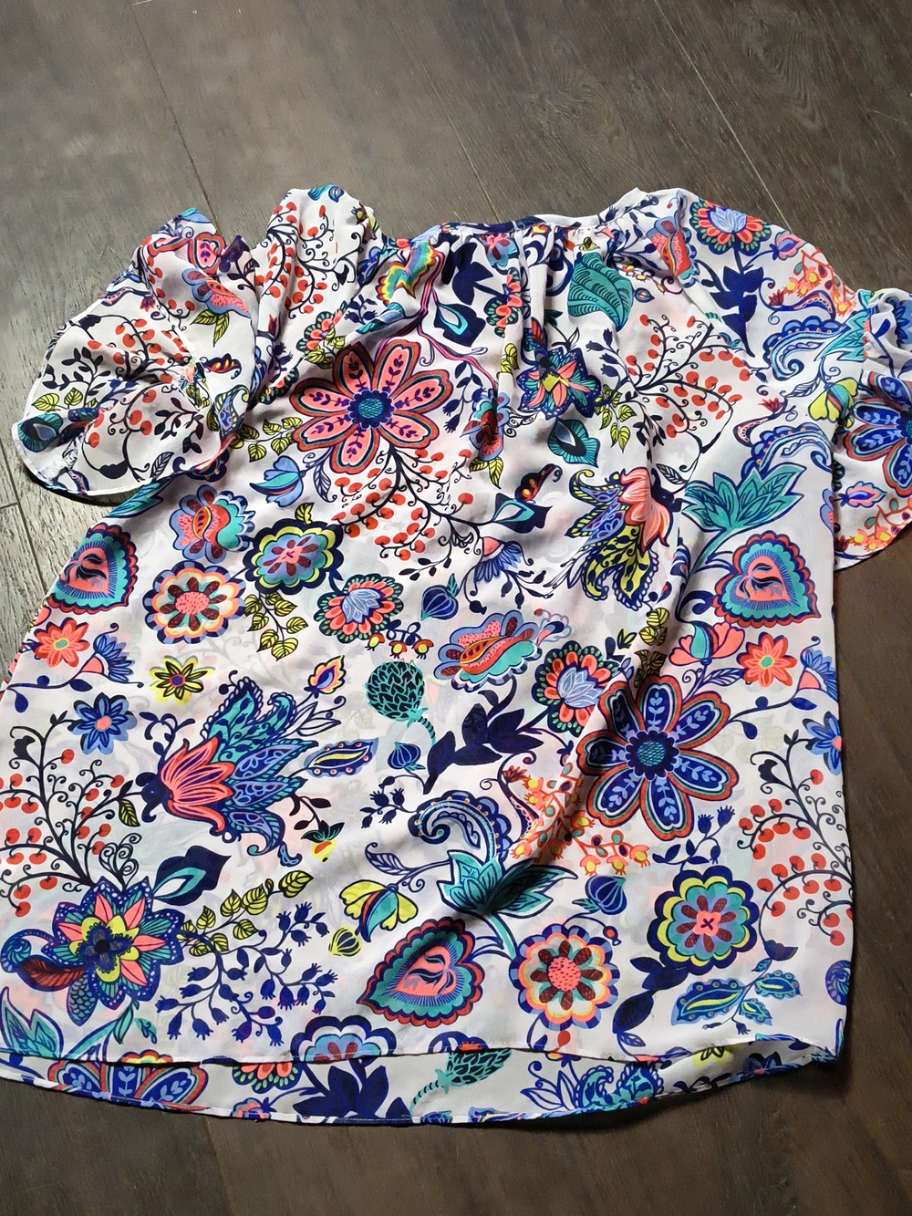 Milly White Multicolor Floral Off-Shoulder Tunic